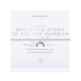 Joma Jewellery 'a little' bracelet with pretty little charm, presented on a sentiment card which reads:  'Wear this little charm wherever you go, brave the storm to see the rainbow'  Beautifully packaged in it's own Joma Jewellery envelope and gifting card.