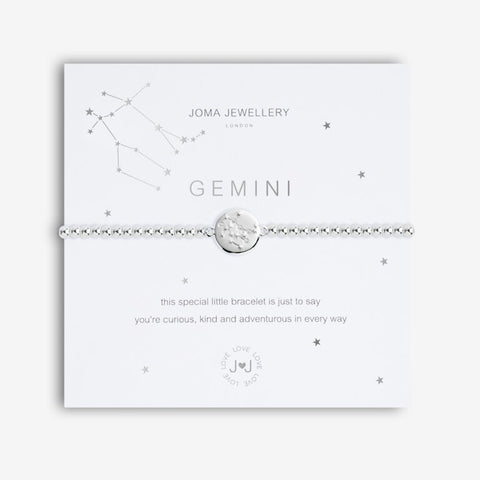 Joma Jewellery 'a little' bracelet with pretty little charm, presented on a sentiment card which reads:  'This special little bracelet is just to say, you're curious, kind and adventurous in every way'  Beautifully packaged in it's own Joma Jewellery envelope and gifting card.