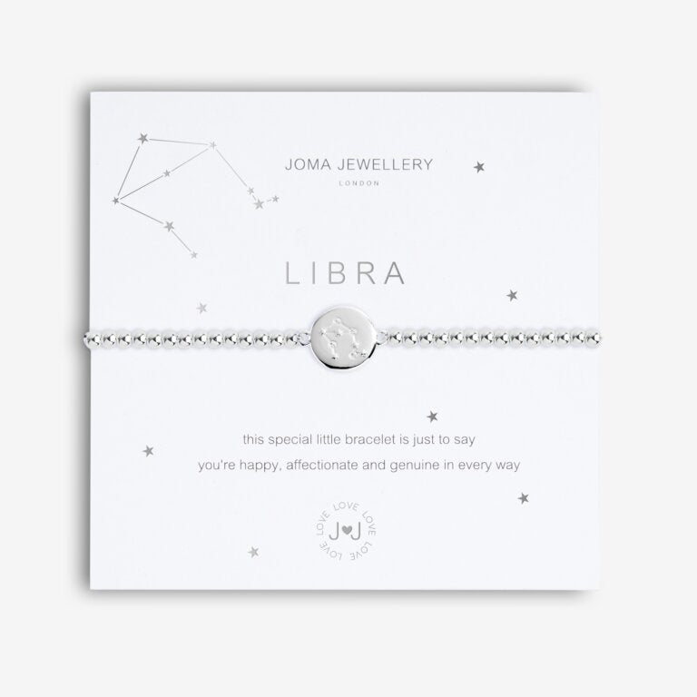 Joma Jewellery 'a little' bracelet with pretty little charm, presented on a sentiment card which reads:  'This special little bracelet is just to say, you're happy, affectionate and genuine in every way'  Beautifully packaged in it's own Joma Jewellery envelope and gifting card.