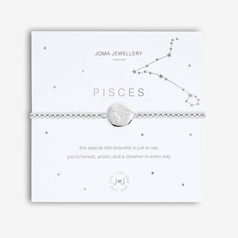 Joma Jewellery 'a little' bracelet with pretty little charm, presented on a sentiment card which reads:  'This special little bracelet is just to say, you're honest, artistic and a dreamer in every way'  Beautifully packaged in it's own Joma Jewellery envelope and gifting card.