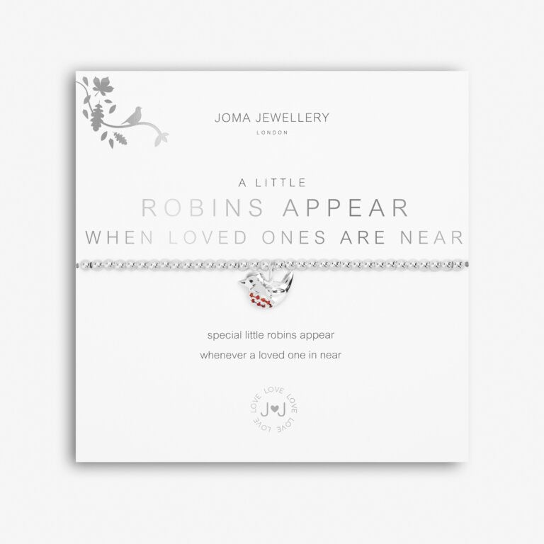 Silver robins appear sentimental bracelet with charm