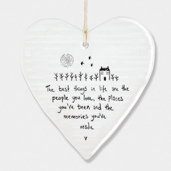 east of india white porcelain hanging heart, best things in life are the people you love