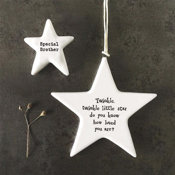 East of India porcelain star shaped token which reads:  'Special Brother.'  These tokens are the perfect little keepsake gift.