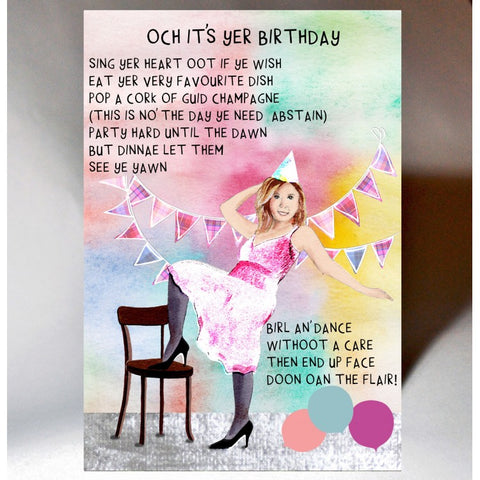 Scottish Slang Birthday Card with touch of tartan and Scottish banter - sing yer heart oot
