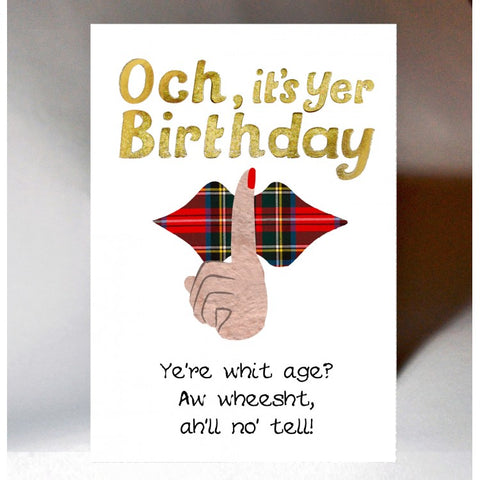 Scottish Slang Birthday Card with tartan design and Scottish banter - Wheest