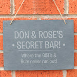 Slate hanging sign with natural, rustic string which can be personalised with your own choice of message