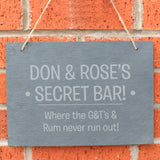 Slate hanging sign with natural, rustic string which can be personalised with your own choice of message