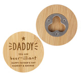 Personalised Star Bamboo Bottle Opener/Coaster