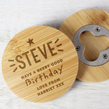 Personalised Star Bamboo Bottle Opener/Coaster