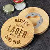 Personalised Free Text Bamboo Bottle Opener/Coaster