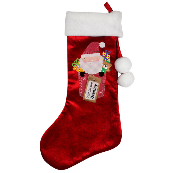 This personalised Christmas tree stocking is perfect for all those little stocking fillers, and looks super luxurious too. Beautiful Christmas decoration which can be stored to use year after year.  This pretty stocking can be personalised with a name up to 12 characters long. All text is case sensitive and will appear as entered, 'Just for you' is fixed text.
