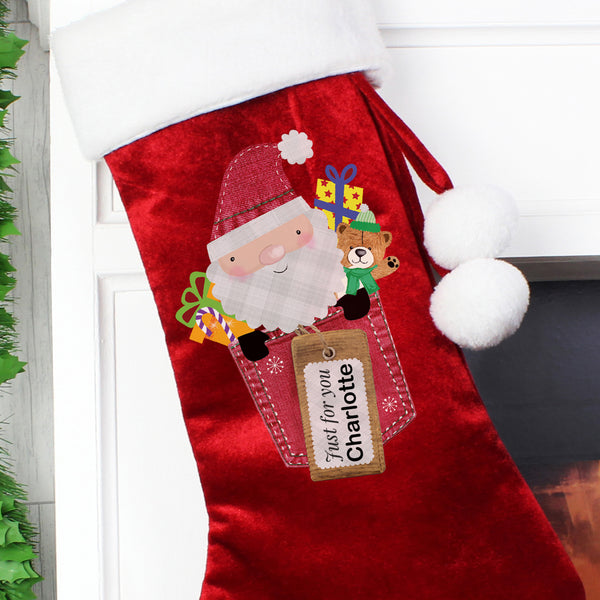 This personalised Christmas tree stocking is perfect for all those little stocking fillers, and looks super luxurious too. Beautiful Christmas decoration which can be stored to use year after year.  This pretty stocking can be personalised with a name up to 12 characters long. All text is case sensitive and will appear as entered, 'Just for you' is fixed text.