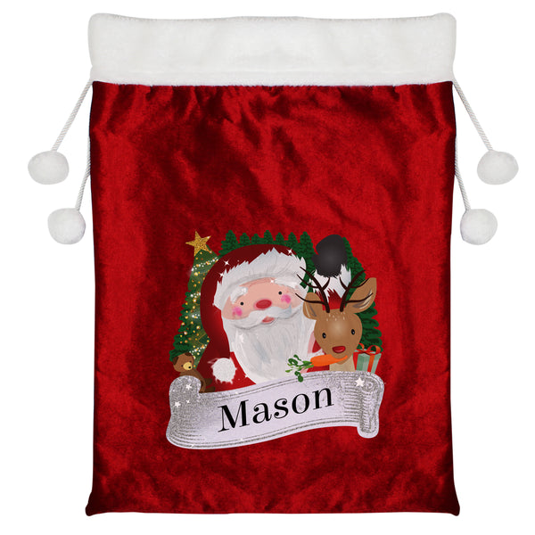 This personalised Christmas santa sack is the perfect way to present Christmas gifts and looks super luxurious too with beautiful pom pom ties.  It can be stored to use for that little bit of luxury year after year.  This pretty sack can be personalised with  up to 12 characters in length. Personalisation will appear as entered.
