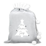 This personalised Christmas sack is the perfect way to present Christmas gifts and looks super luxurious too with beautiful pom pom ties.  It can be stored to use for that little bit of luxury year after year.  This pretty santa sack can be personalised with a name up to 10 characters in length. Please refrain from using fixed upper case as this may make the personalisation hard to read. The words 'Merry Christmas' is fixed text.