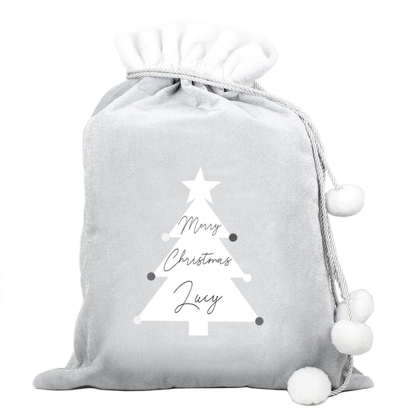 This personalised Christmas sack is the perfect way to present Christmas gifts and looks super luxurious too with beautiful pom pom ties.  It can be stored to use for that little bit of luxury year after year.  This pretty santa sack can be personalised with a name up to 10 characters in length. Please refrain from using fixed upper case as this may make the personalisation hard to read. The words 'Merry Christmas' is fixed text.
