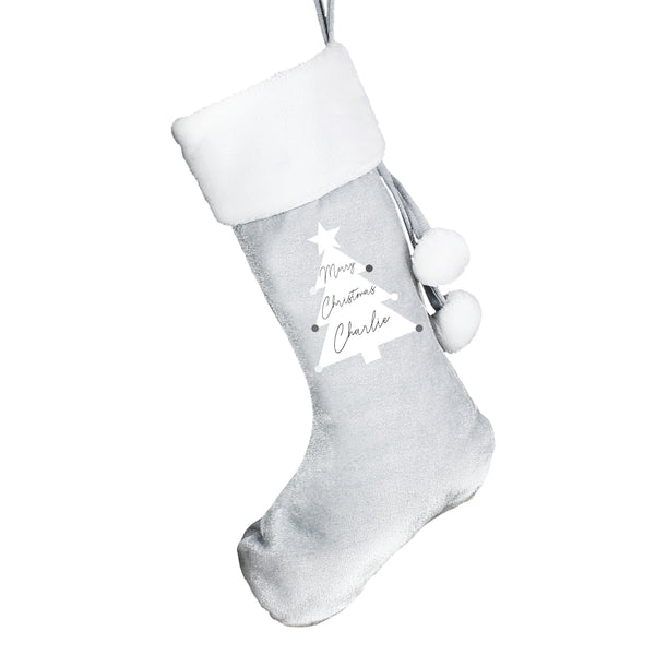 This personalised Christmas tree stocking is perfect for all those little stocking fillers, and looks super luxurious too. Beautiful Christmas decoration which can be stored to use year after year.  This pretty stocking can be personalised with a name up to 10 characters in length. All text is case sensitive and will appear as entered, 'Merry Christmas' is fixed
