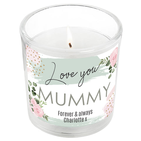 Beautiful personalised scented candle jar, to show that special someone just how much you love them with the sweet sentiment 'Love you' as fixed text. Perfect gift for friends and family.   Personalise your candle with: