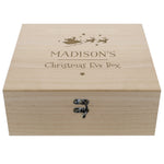 Fill this wonderful wooden Christmas eve box with treats and surprises, the perfect way to get the children ready for Santa this Christmas Eve.   The box has fixed text 'Christmas Eve Box' and can be personalised with a name up to 12 characters. The name entered will appear in upper case.