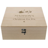 Fill this wonderful wooden Christmas eve box with treats and surprises, the perfect way to get the children ready for Santa this Christmas Eve.   The box has fixed text 'Christmas Eve Box' and can be personalised with a name up to 12 characters. The name entered will appear in upper case.