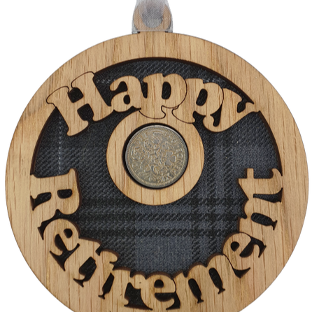 Hanging Sixpence with tartan keepsake gift