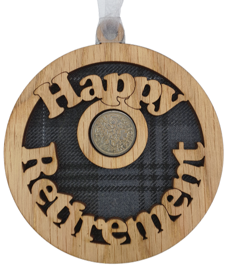 Hanging Sixpence with tartan keepsake gift