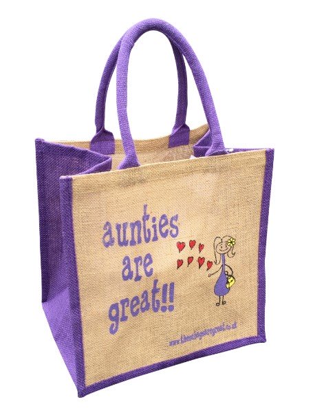 Printed Jute Shopper - Aunties are Great 