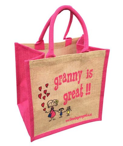 Jute Shopper with pink trim - Granny is Great 