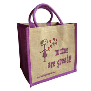 Printed Jute Shopper - Mums are Great 