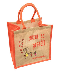 Printed Jute Shopper - Nana is Great 
