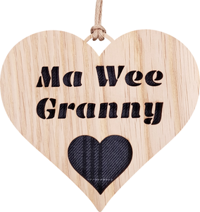 Hanging Heart with Tartan - Ma Wee Granny