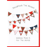  ***Price Includes Delivery ***  Scottish Wedding Acceptance Card featuring tartan bunting and the words 'Delighted Tae Accept, Widnae Miss It For the World!'  Blank inside  Designed and printed in Scotland  Textured White Card  Dimensions: 10.5cm x 15cm  We can send direct to recipient free of charge including a handwritten message inside .... simply add a note to your order (from cart page) including your message.  