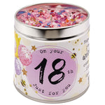 Tin candle with added sparkles and sentiment 18th birthday