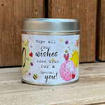 Tin candle with added sparkles and sentiment 40th birthday
