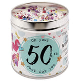 Tin candle with added sparkles 50th birthday