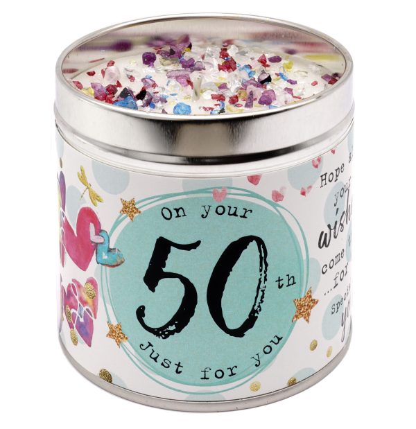 Tin candle with added sparkles 50th birthday