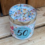 Tin candle with added sparkles 50th