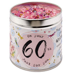 Tin candle with added sparkles and sentiment 60th birthday