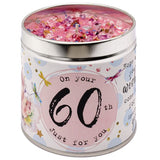 Tin candle with added sparkles and sentiment 60th birthday