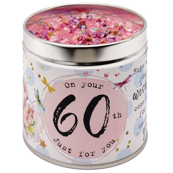 Tin candle with added sparkles and sentiment 60th birthday