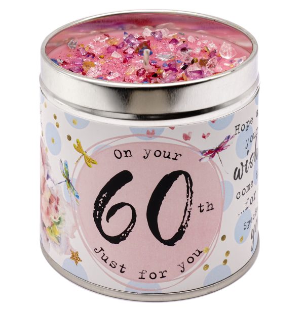 Tin candle with added sparkles and sentiment 60th birthday
