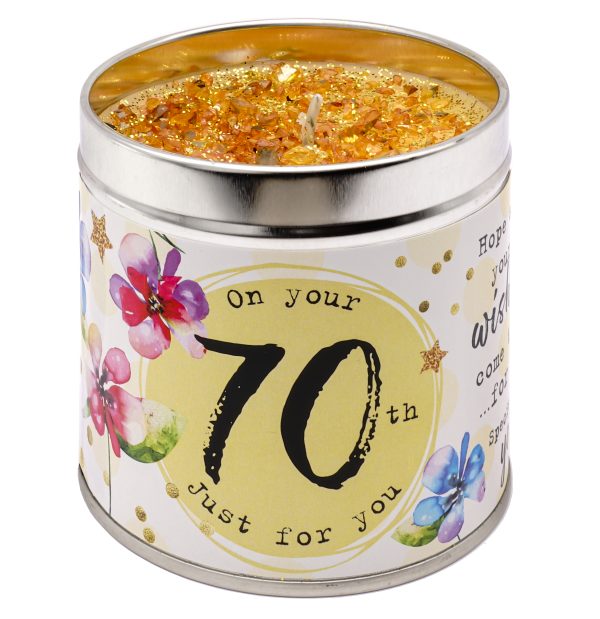 Tin candle with added sparkles 70th