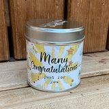 Tin congratulations candle with added sparkles