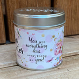 Tin candle with added sparkles and sentiment special daughter