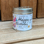 Tin happy birthday candle with added sparkles