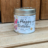 Tin happy birthday candle with added sparkles