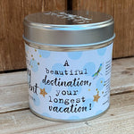 Tin happy retirement candle with added sparkles