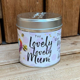 Tin mum sentimental candle with added sparkles