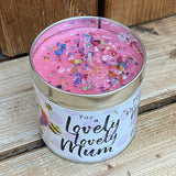 Tin mum sentimental candle with added sparkles