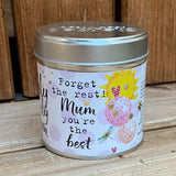 Tin mum sentimental candle with added sparkles