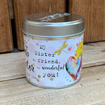 Tin sister candle with added sparkles